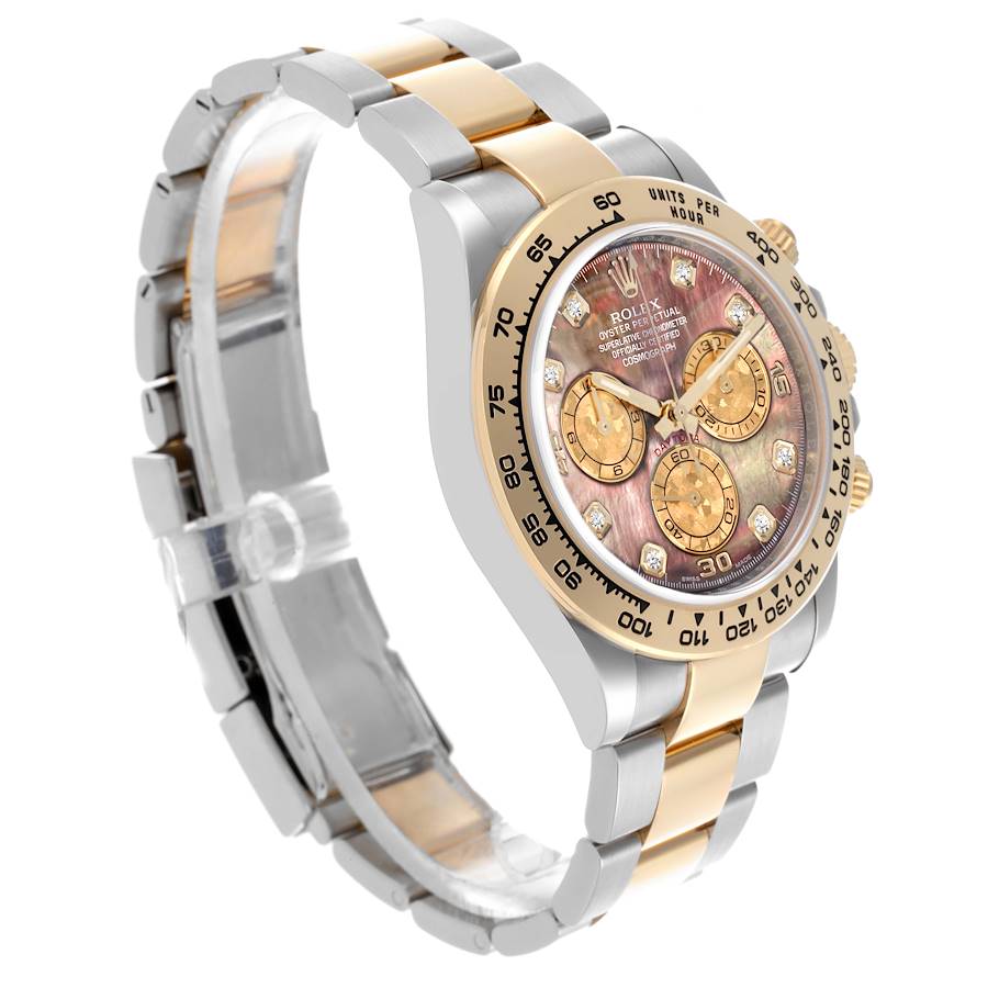 Rolex Daytona Steel Yellow Gold Tahitian Mother Of Pearl Diamond Mens Watch 116503