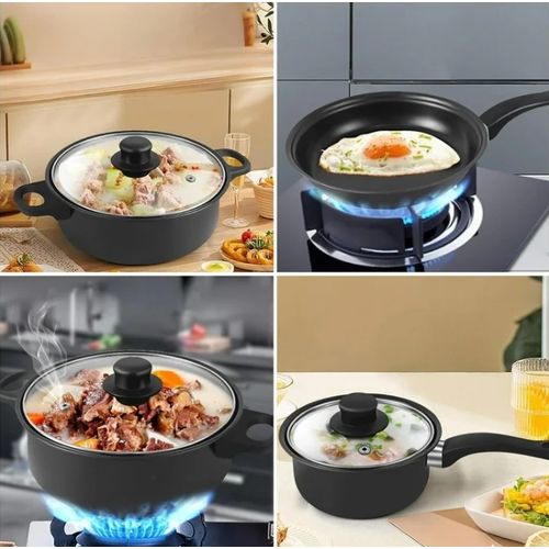 13PCS Non-Stick Pots And Pans Set Kitchen Utensil Set-Black