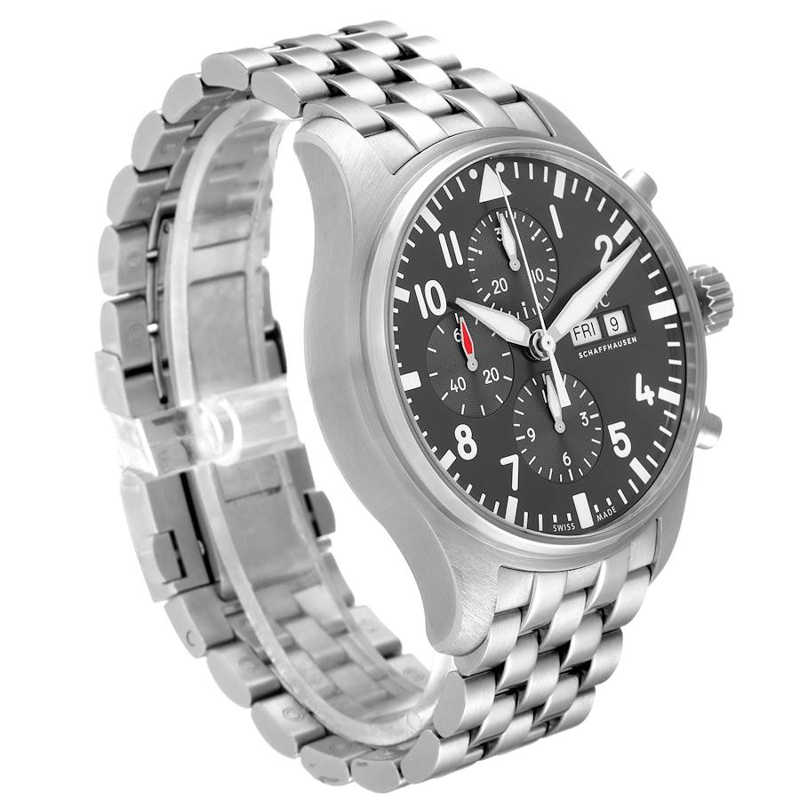 IWC Pilot 41mm Gray Dial Chronograph Steel Mens Watch IW388102
