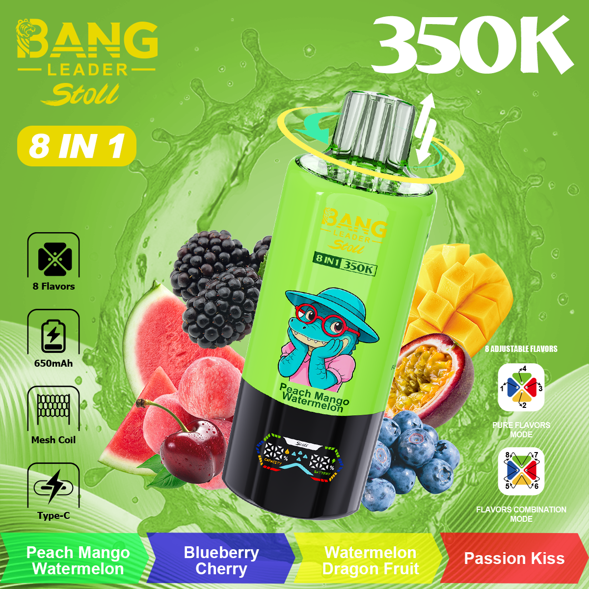 Bang Leader 350K Puffs 8-in-1 Prefilled Vape Device - 8 Flavours, Rechargeable, 3% / 5% Nicotine