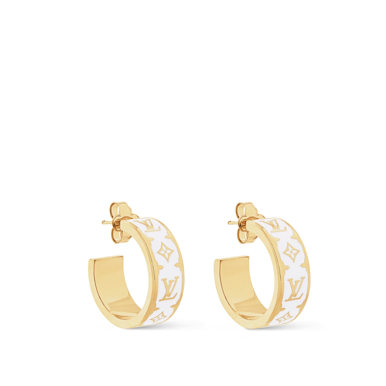 Louis Vuitton Nanogram Enamel Earrings White M01830