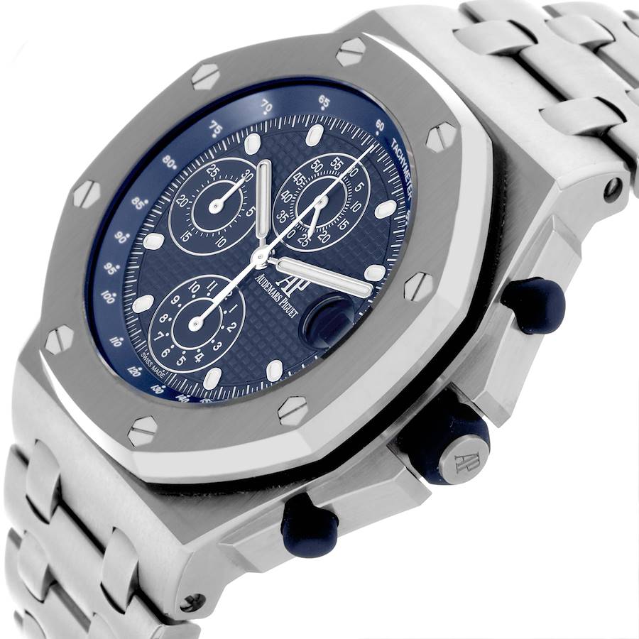 Audemars Piguet Royal Oak Offshore Chronograph Blue Dial Steel Mens Watch 26237ST