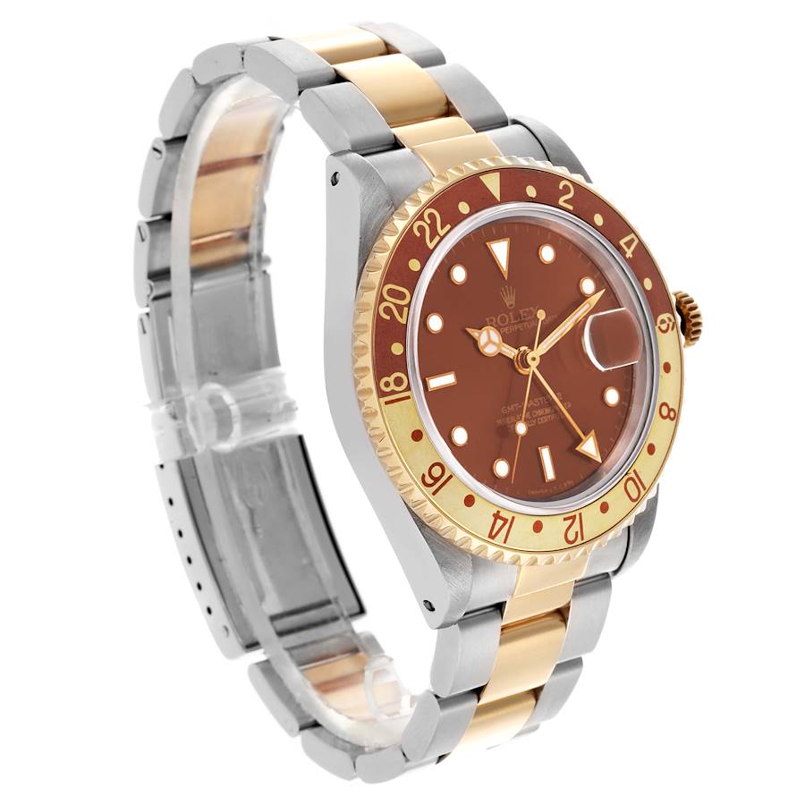 Rolex GMT Master II Root Beer Steel Yellow Gold Mens Watch 16713
