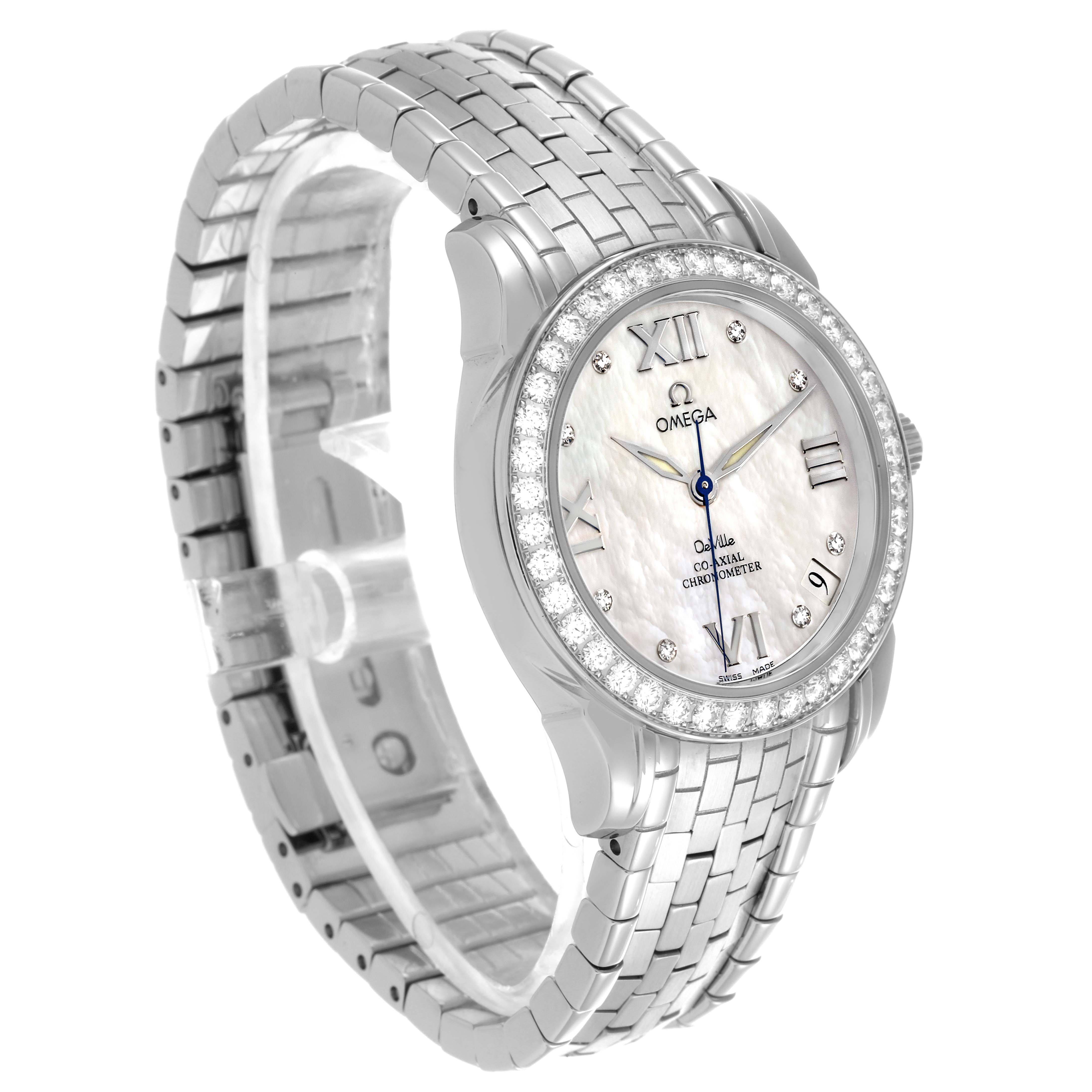 Omega DeVille Prestige MOP Diamond Steel Yellow Gold Ladies Watch 32.5 MM 4586.75.00