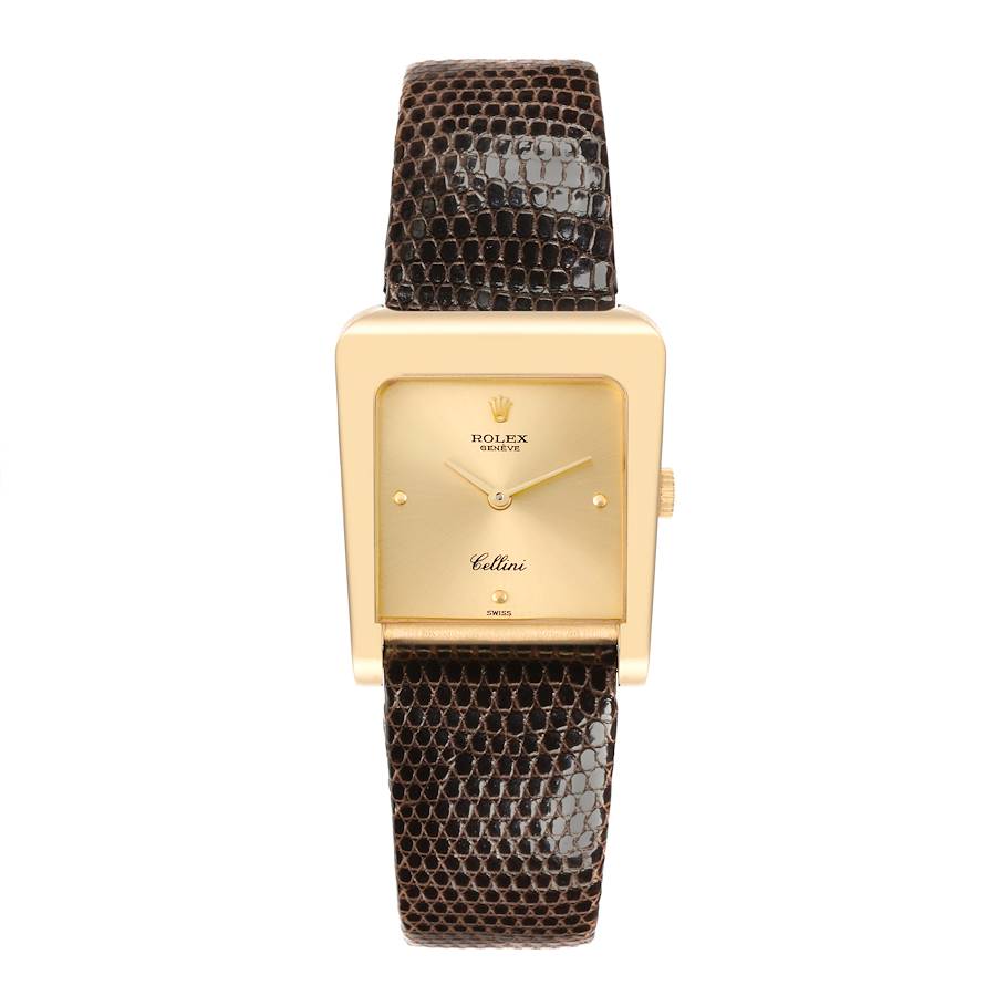 Rolex Cellini Yellow Gold Trapezoid Mens Vintage Watch 4100