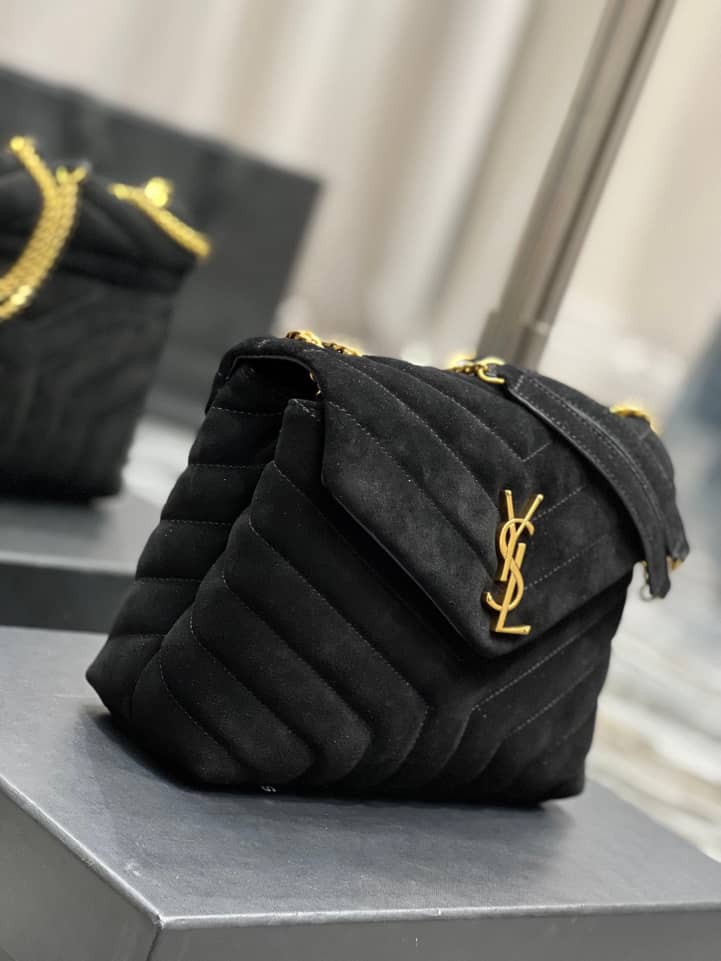 Saint Laurent Loulou Small Flap Bag Suede Black 25Cm