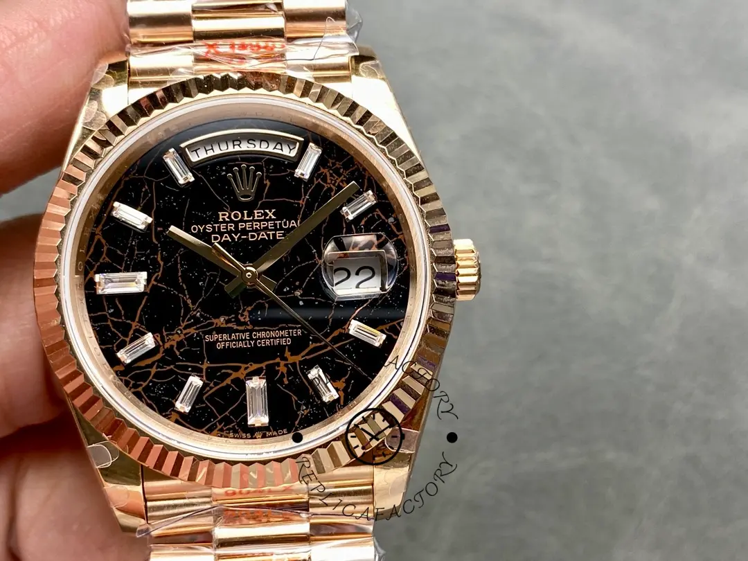 Rolex Day Date 40 Eisenkiesel Baguette Automatic Diamond M228235 0045 Mens Watch