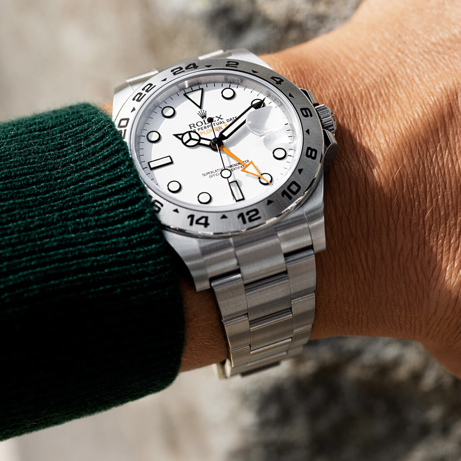 Rolex Explorer II 42 White Dial Orange Hand Mens Watch 216570