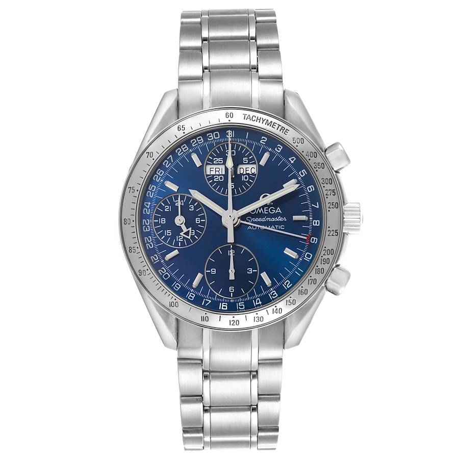 Omega Speedmaster Day-Date 39 Blue Dial Steel Mens Watch 3523.80.00 Card