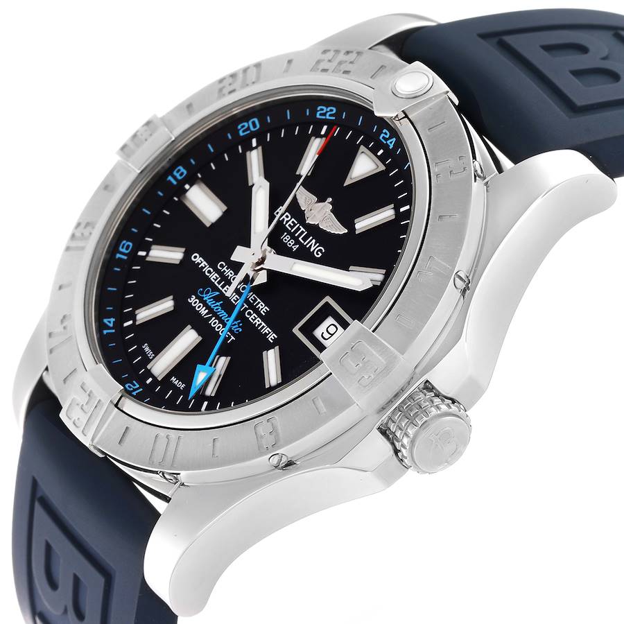 Breitling Aeromarine Avenger II GMT Black Dial Steel Mens Watch A32390