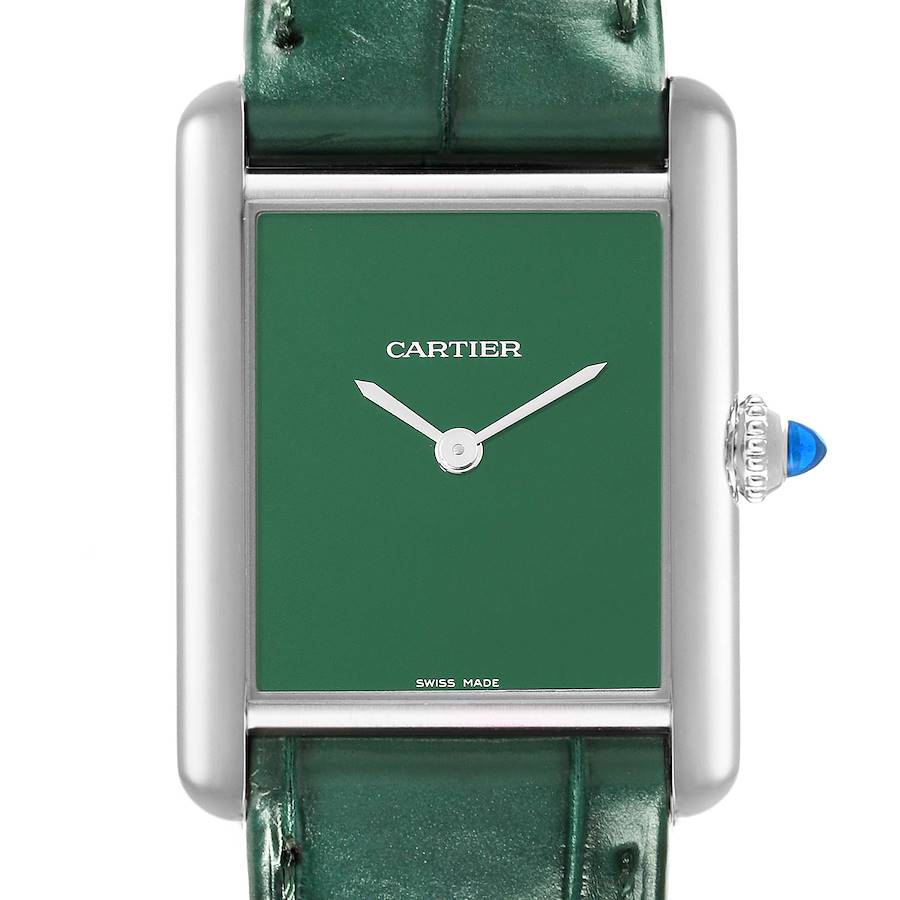 Cartier Tank Must Large Steel Green Dial Ladies Watch WSTA0056 Card