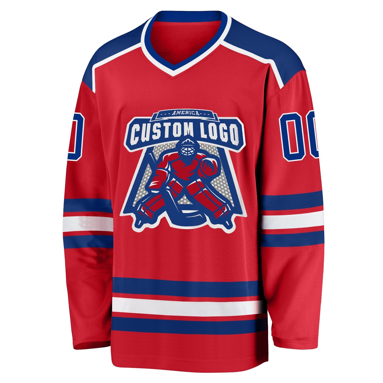 Custom Red Royal-White So Cool Hockey Jersey