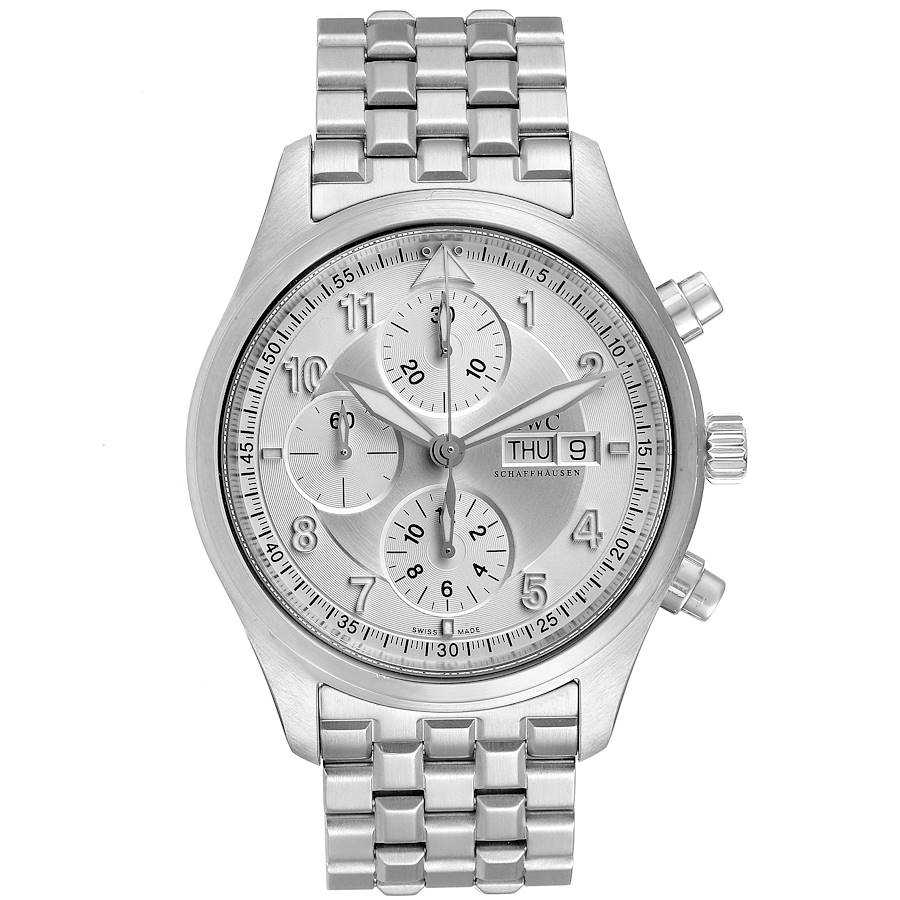 IWC Flieger Spitfire Chronograph Silver Dial Mens Watch IW371705