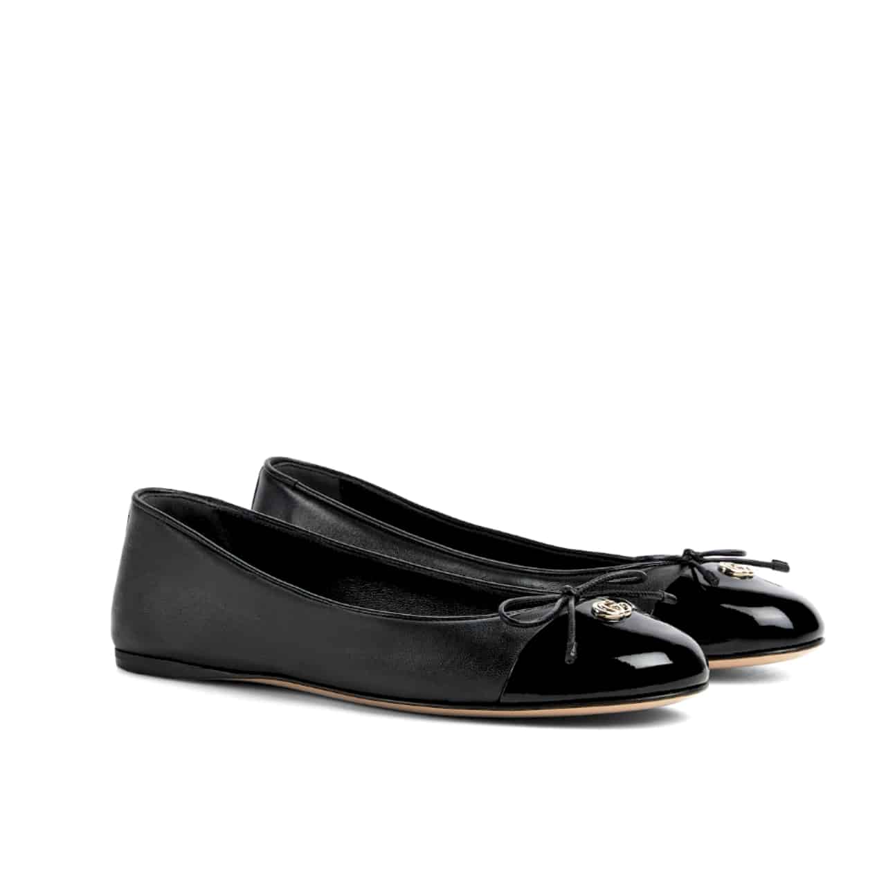 Gucci Women Ballet Flat With Double G Black Leather ‎835805 Bnc80 1000