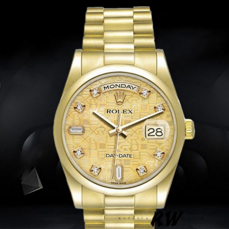Rolex Day-Date 118208 Champagne Jubilee Dial 36mm Unisex Replica Watch