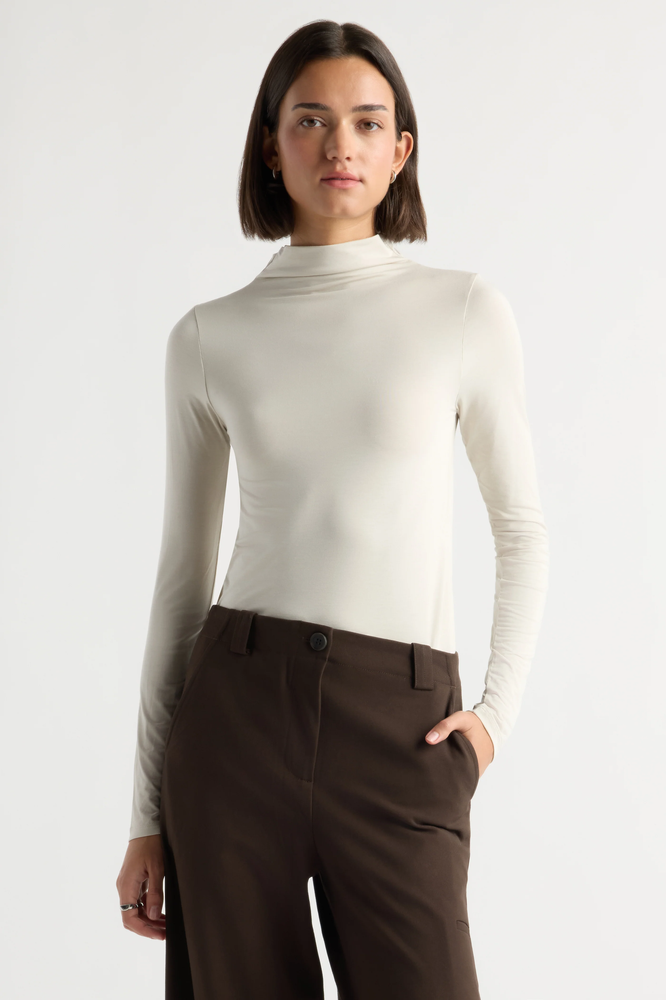 Ava Mock-Neck Long-Sleeve Tee