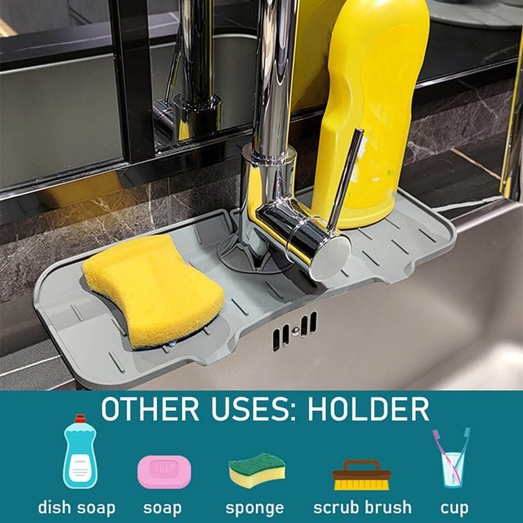 KitchenGuardTM Silicone Faucet Handle Drip Catcher Tray