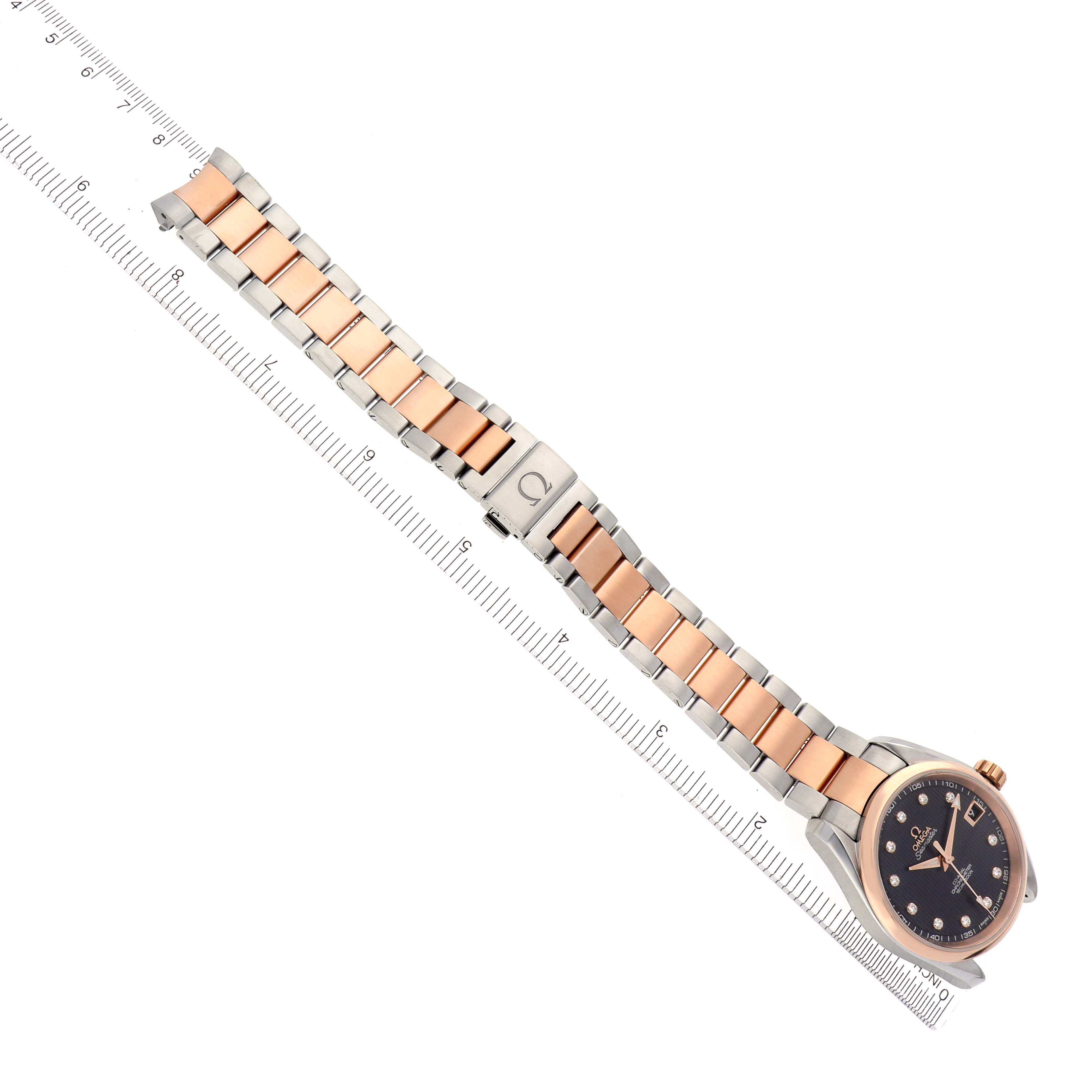 Omega Aqua Terra Steel Rose Gold Diamond Mens Watch 38.5 MM 231.20.39.21.51.002