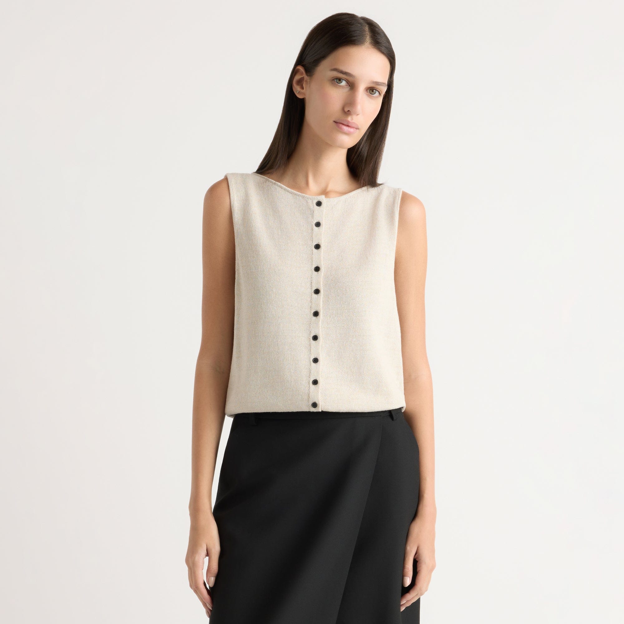 Elith Cotton-Linen Button Knit Vest