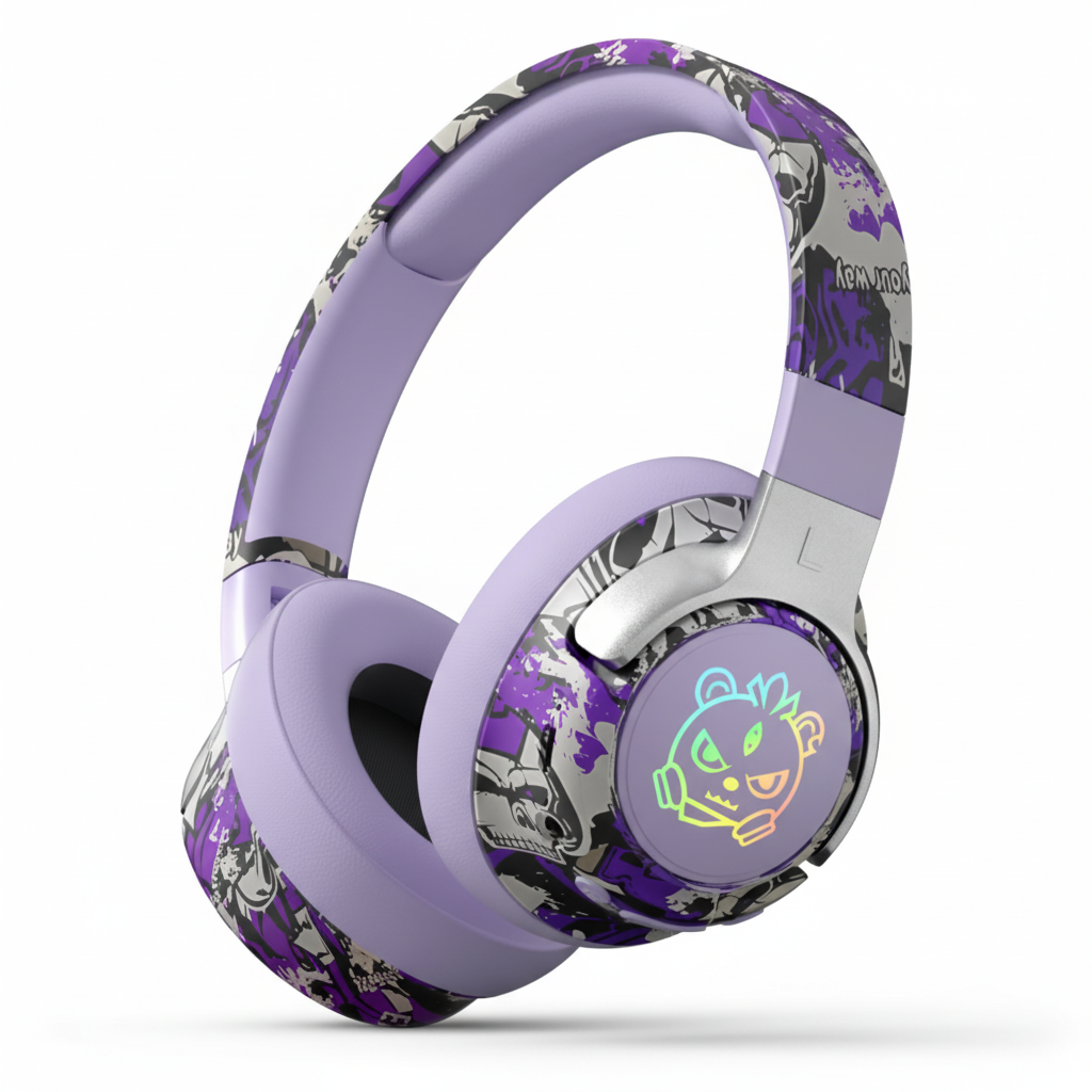 T12 Camo Graffiti Ear Headphones Lightweight for Bluetooth 5.4 Wireless Headset 3D Surround Sound for Gaming Music Teens