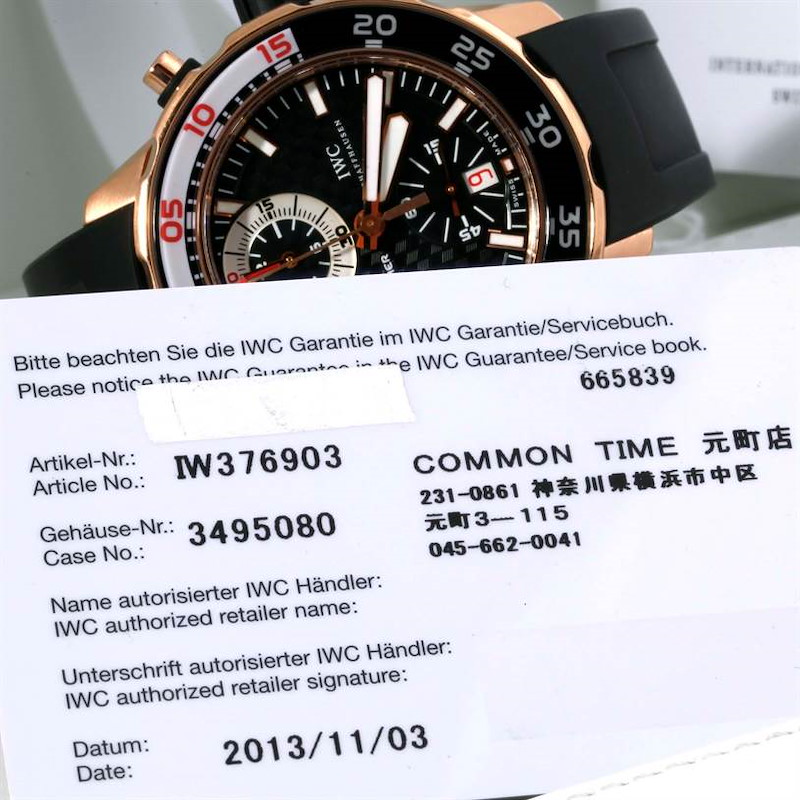 IWC Aquatimer Chronograph 44mm 18K Rose Gold Watch IW376903