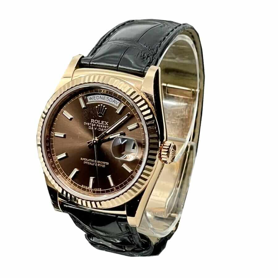 Rolex Day-Date Black Leather 128238 Super Clone
