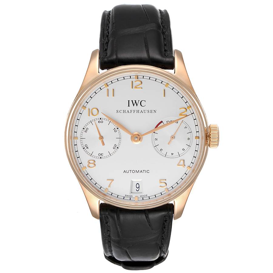 IWC Portuguese Chrono 7 Day 18k Rose Gold Mens Watch IW500004