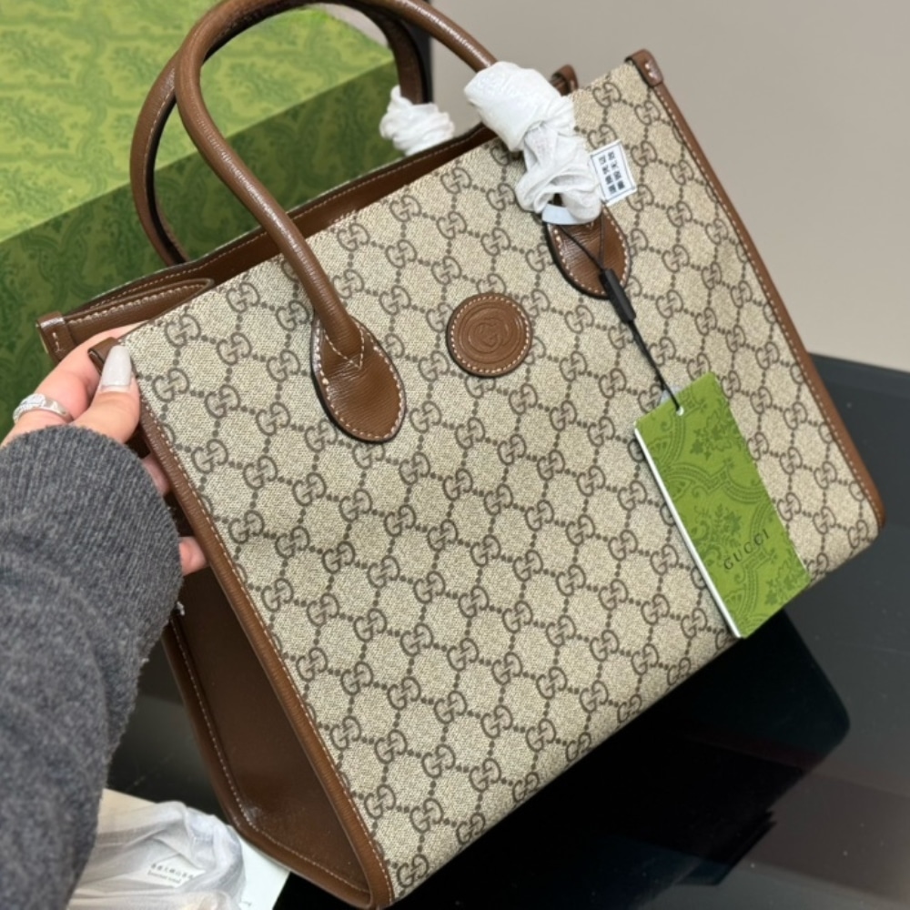 Gucci GG Small Tote Bag Beige Ebony 31Cm ‎‎659983 92TCG 8563