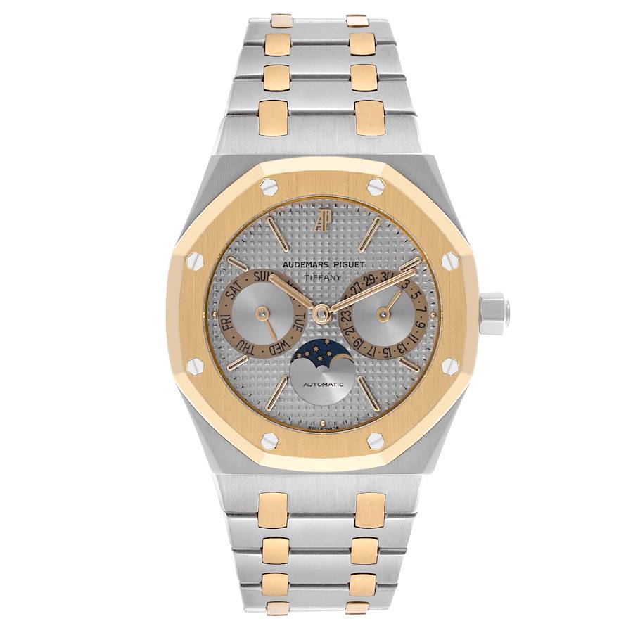 Audemars Piguet Royal Oak Moon Grey Dial Steel Yellow Gold Mens Watch 25594SA