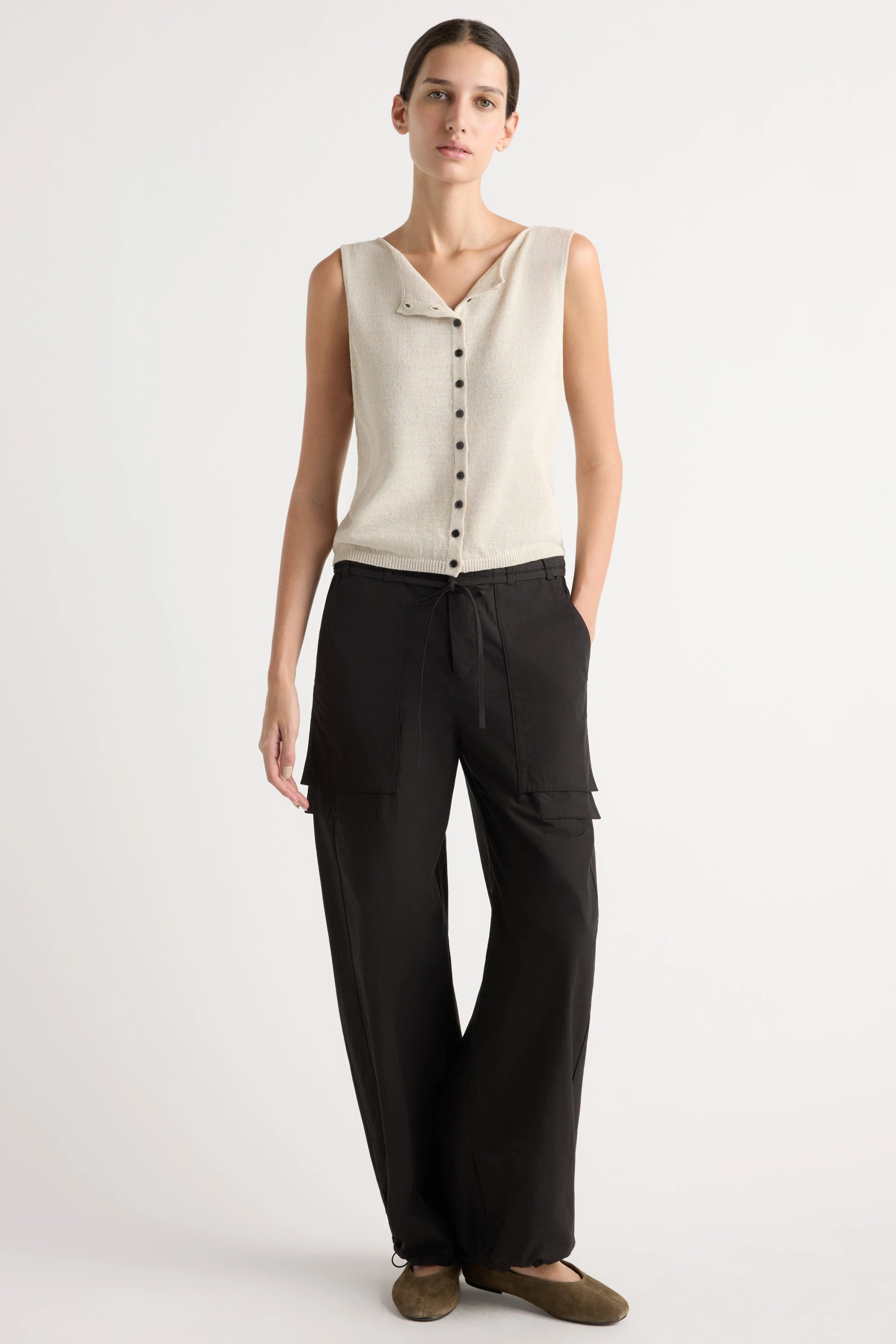 Bekah Exposed-Pocket Cotton Pant