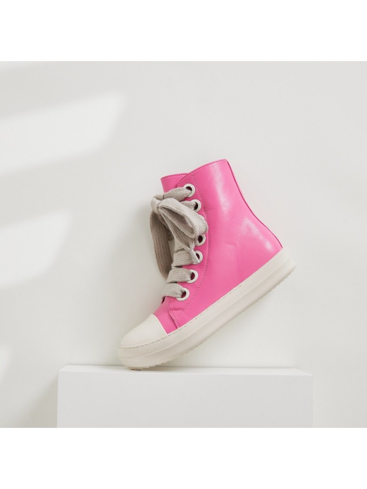 PU Zipper Patchwork Lace Up High Top Sneaker