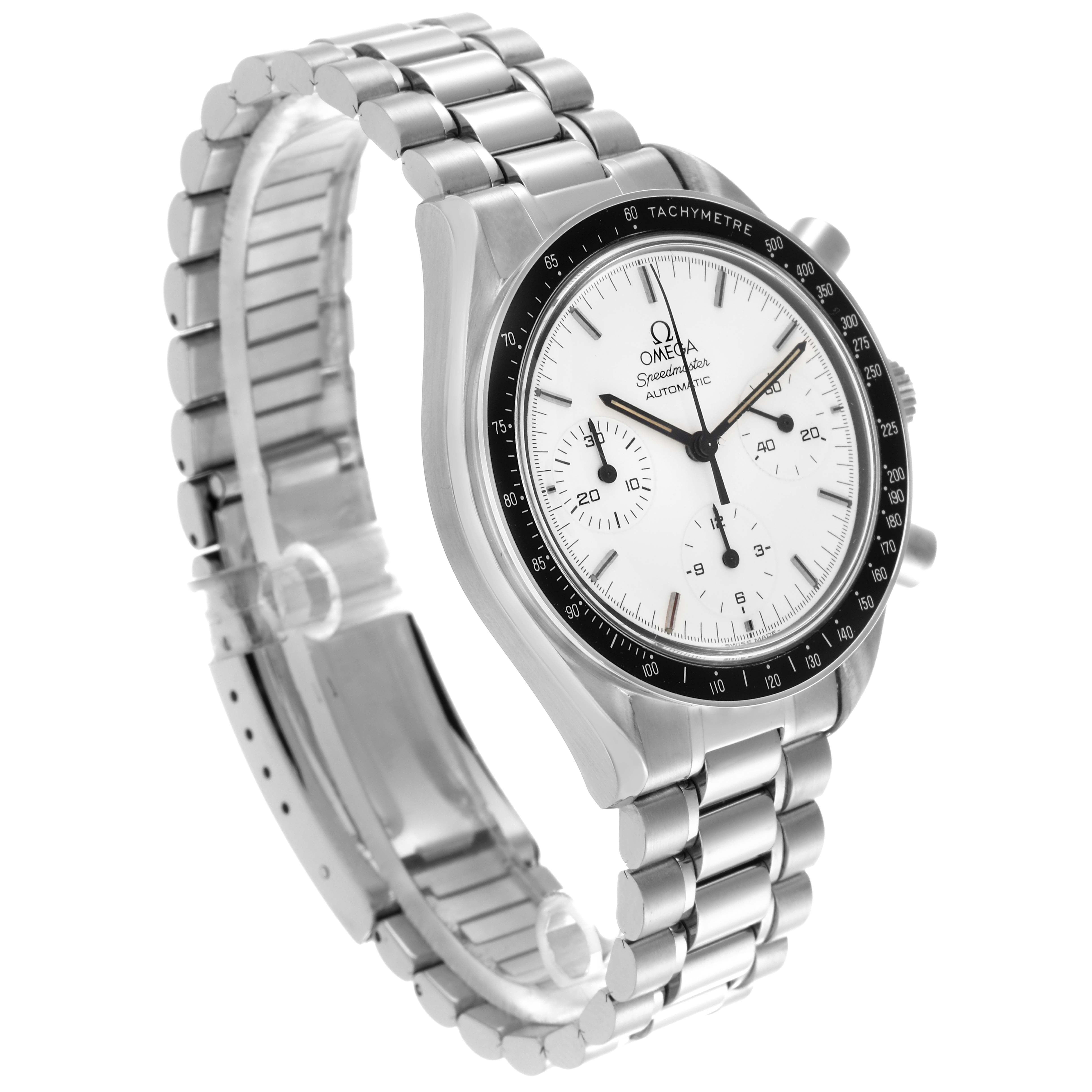 Omega Speedmaster Reduced Albino White Dial Steel Mens Watch 39.0 MM 3510.20.00