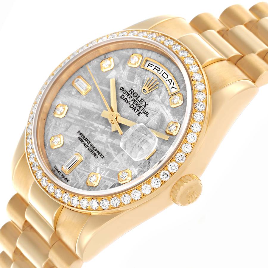 Rolex President Day Date Yellow Gold Diamond Mens Watch 118348