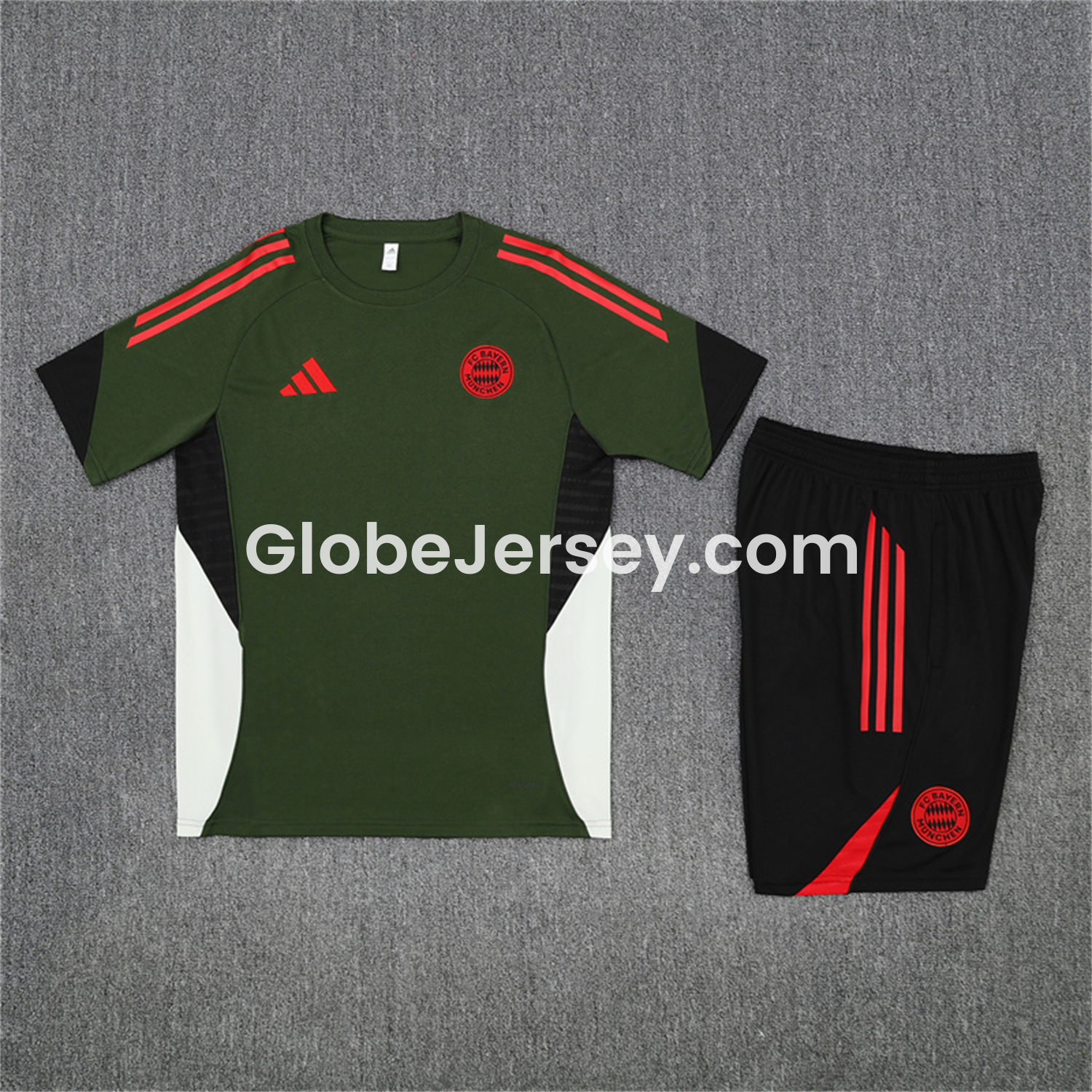Bayern Munich 25-26 Kids Short-Sleeve Training Set - Green Top & Black shorts