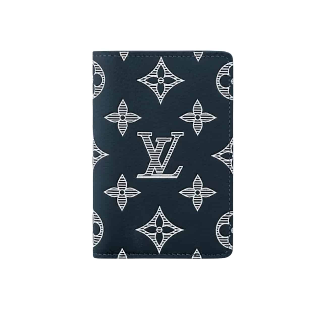Louis Vuitton Pocket Organizer Monogram Leather Navy Blue 7Cm M83378