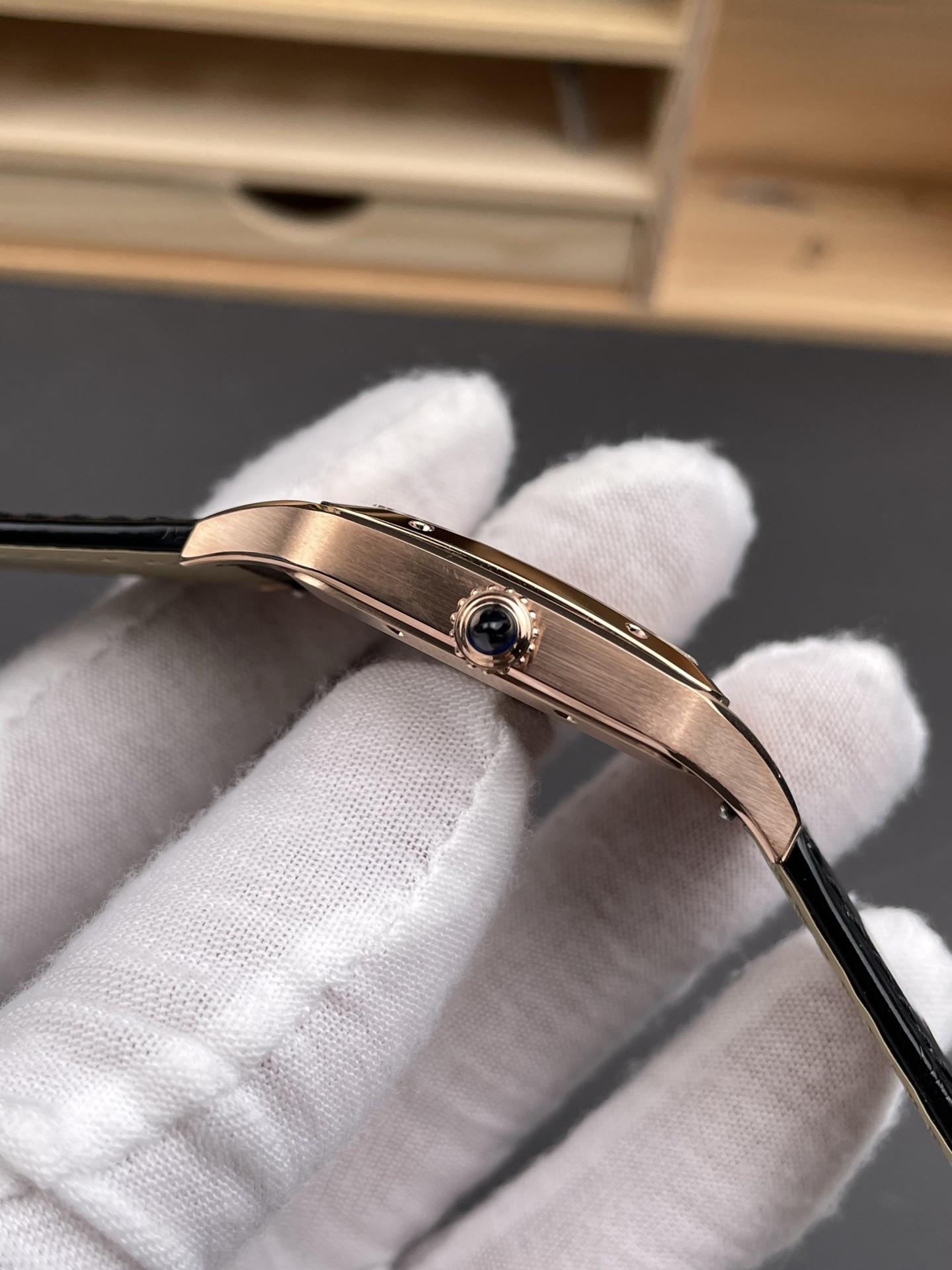 Large Santos-Dumont Rose Gold White Dial