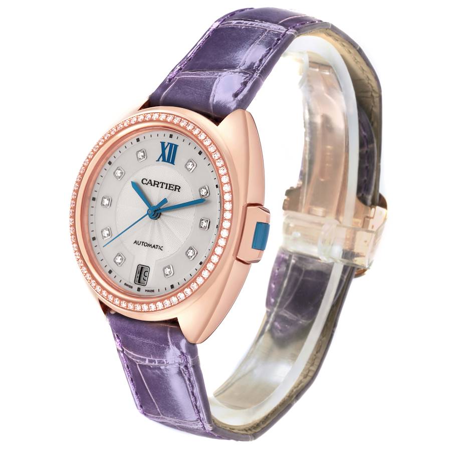 Cartier Cle Rose Gold Automatic Diamond Ladies Watch WJCL0039