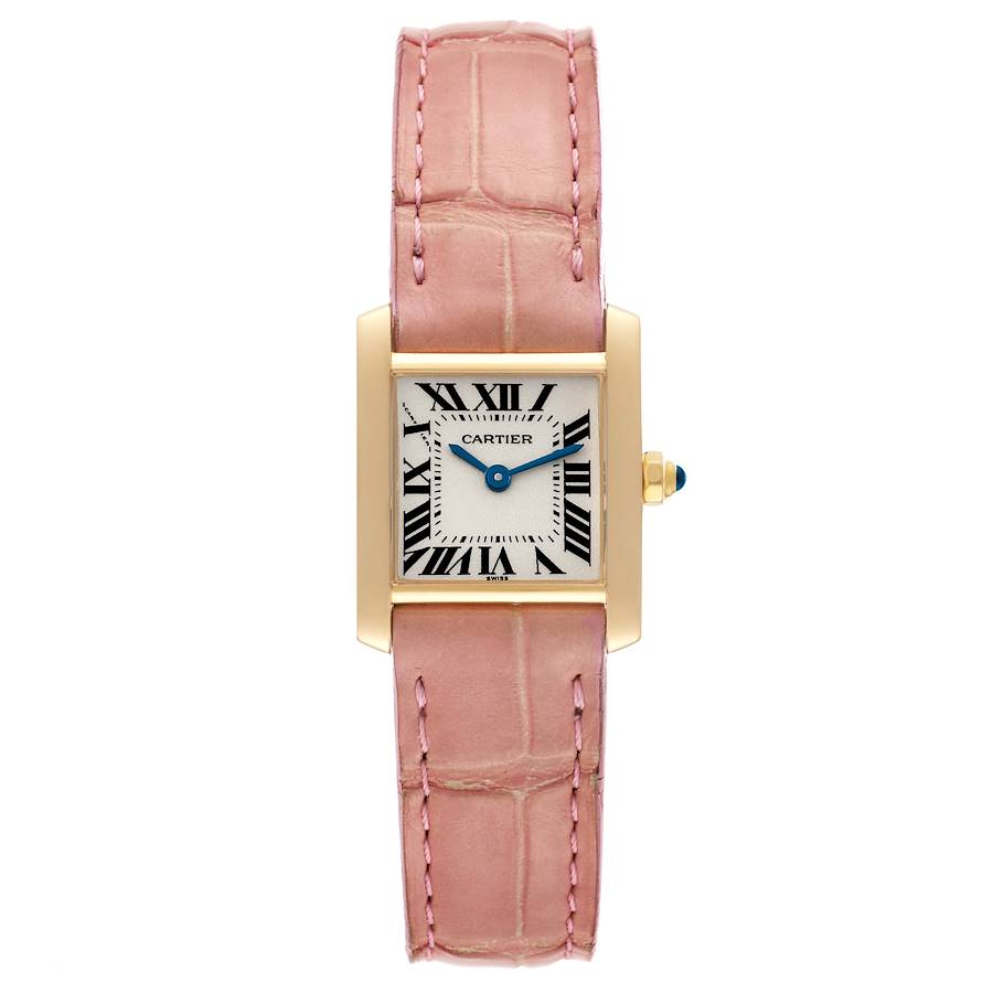 Cartier Tank Francaise Yellow Gold Pink Strap Ladies Watch W5000256
