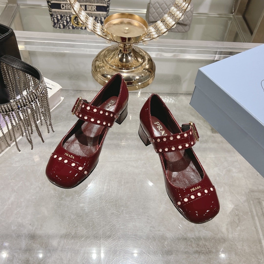 Prada Patent Leather Mary Jane Pumps Red