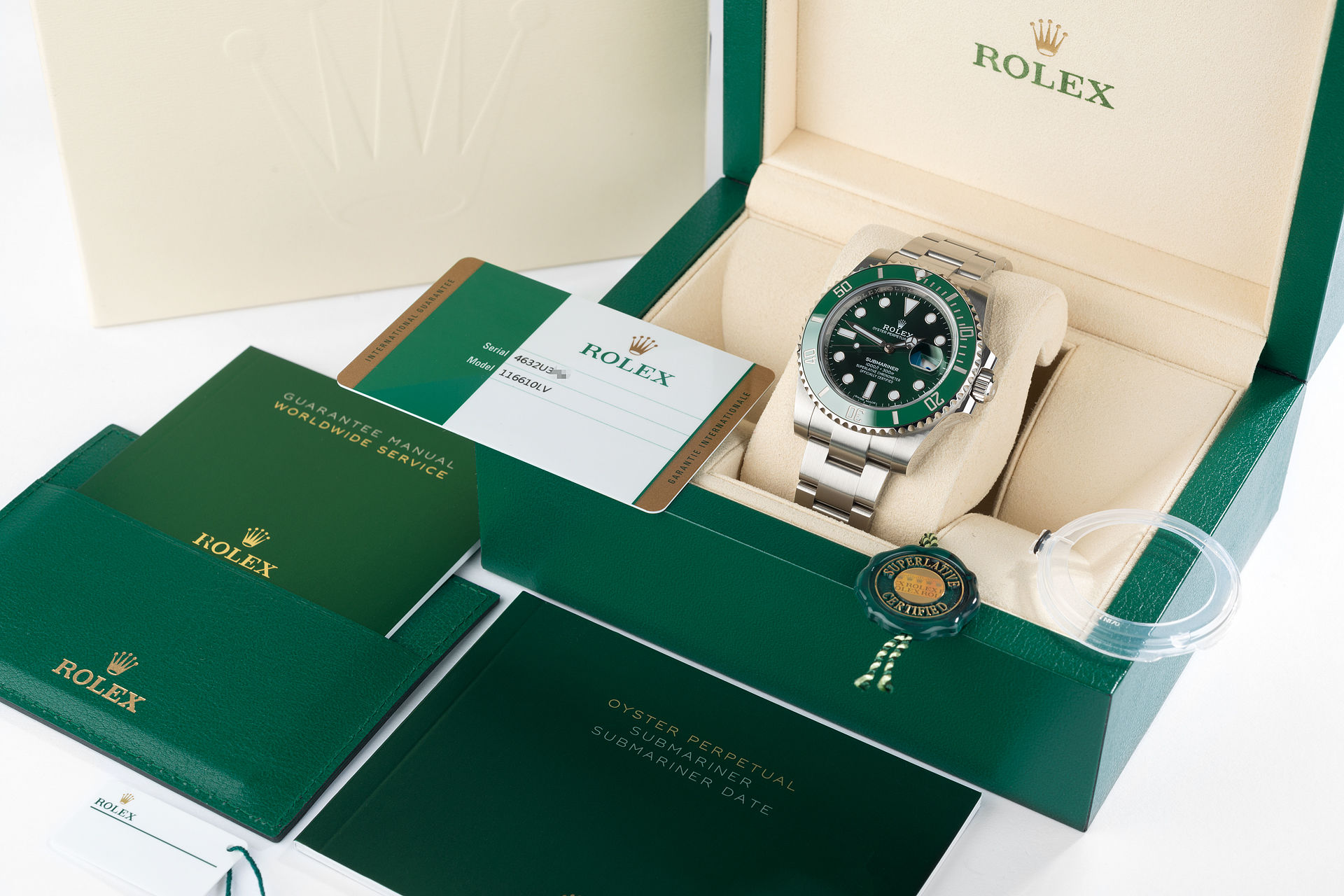 Rolex Submariner Date Hulk Green Dial Steel Mens Watch 116610LV Unworn