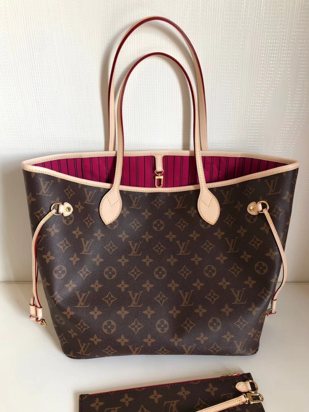 Louis Vuitton Neverfull MM Monogram Canvas Tote Bag Pivoine Pink 31cm M41178