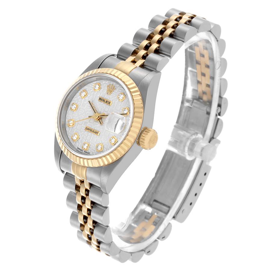 Rolex Datejust Silver Diamond Dial Steel Yellow Gold Ladies Watch 69173