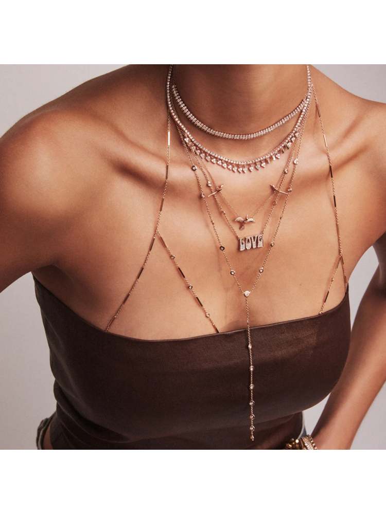 Rhinestone Fringe Retro Stainless Steel Necklaces