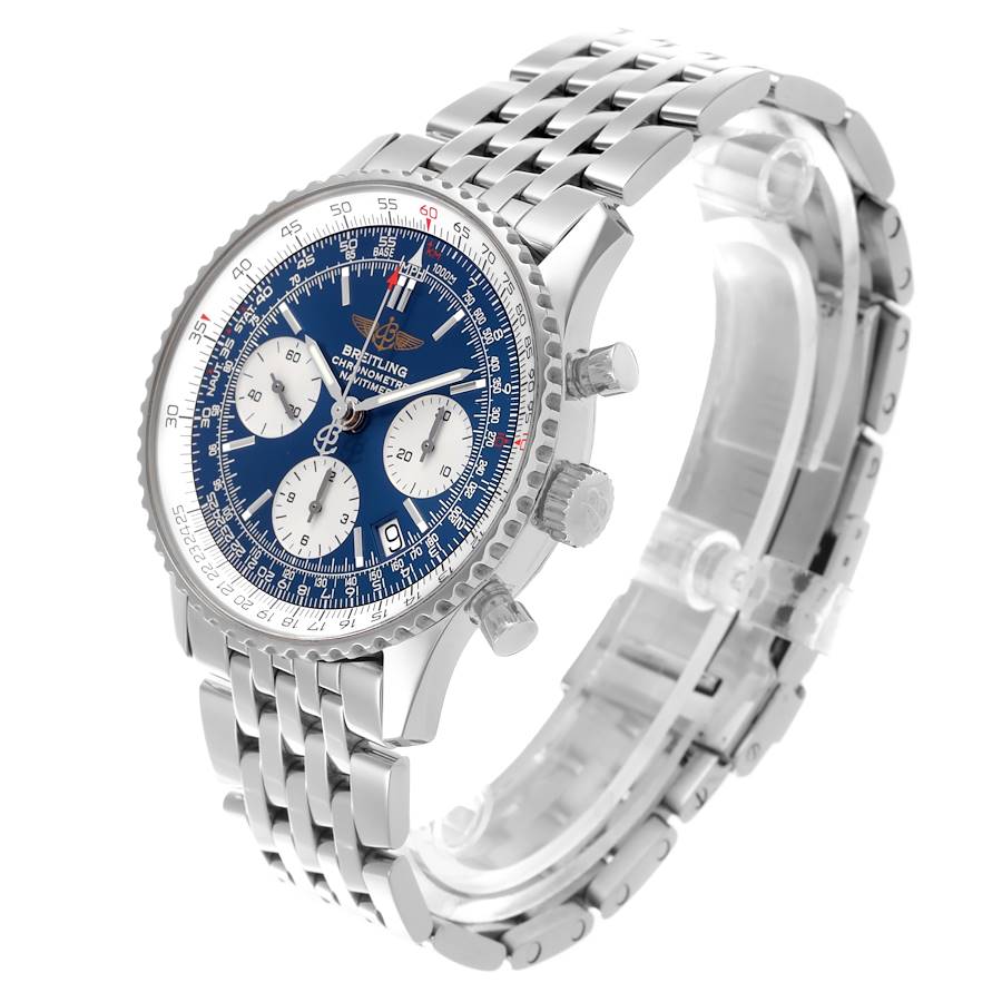 Breitling Navitimer 42mm Blue Dial Chronograph Steel Mens Watch A23322