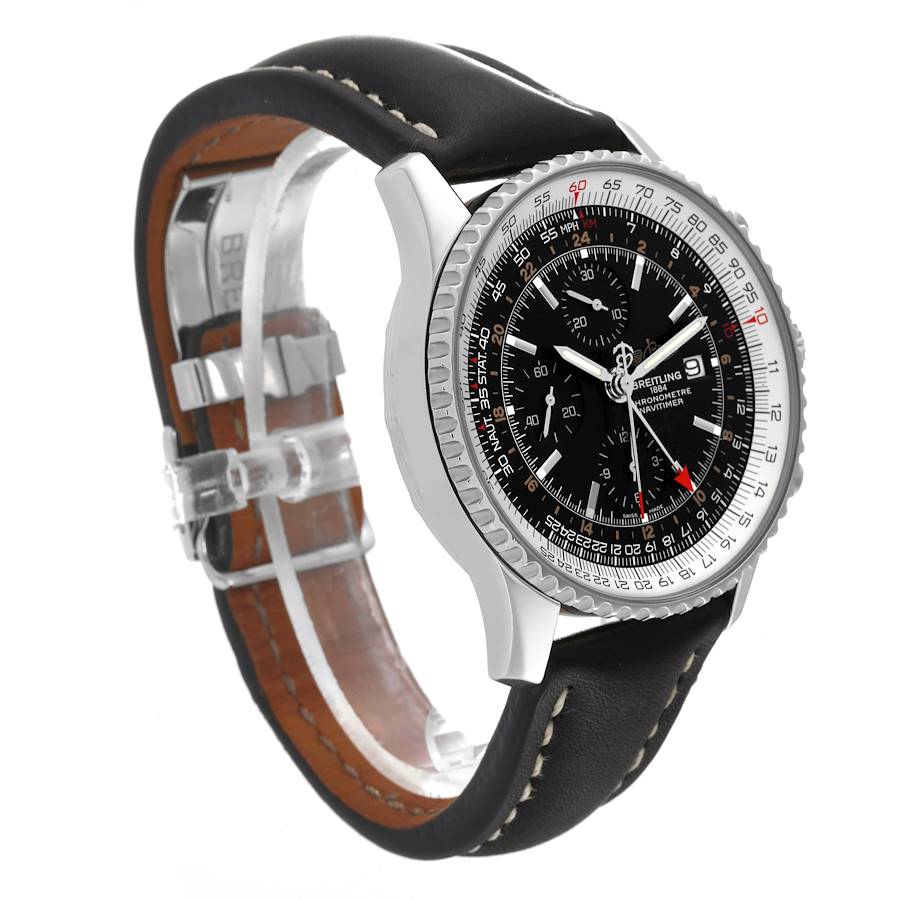 Breitling Navitimer World Black Dial Steel Mens Watch A24322