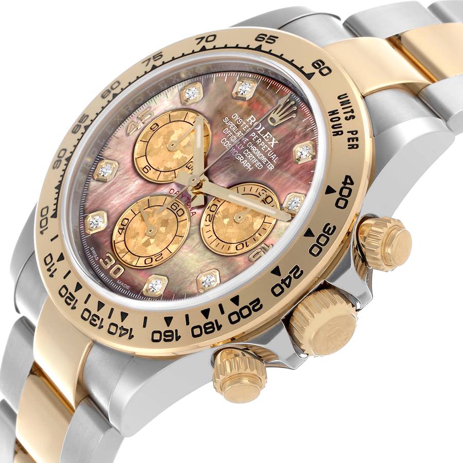 Rolex Daytona Steel Yellow Gold Tahitian Mother Of Pearl Diamond Mens Watch 116503