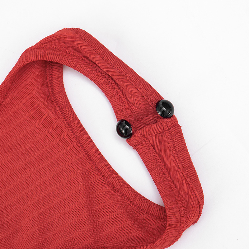 Women Sleeveless Sexy Ribbed Hollow-Out Halter Maxi Dress