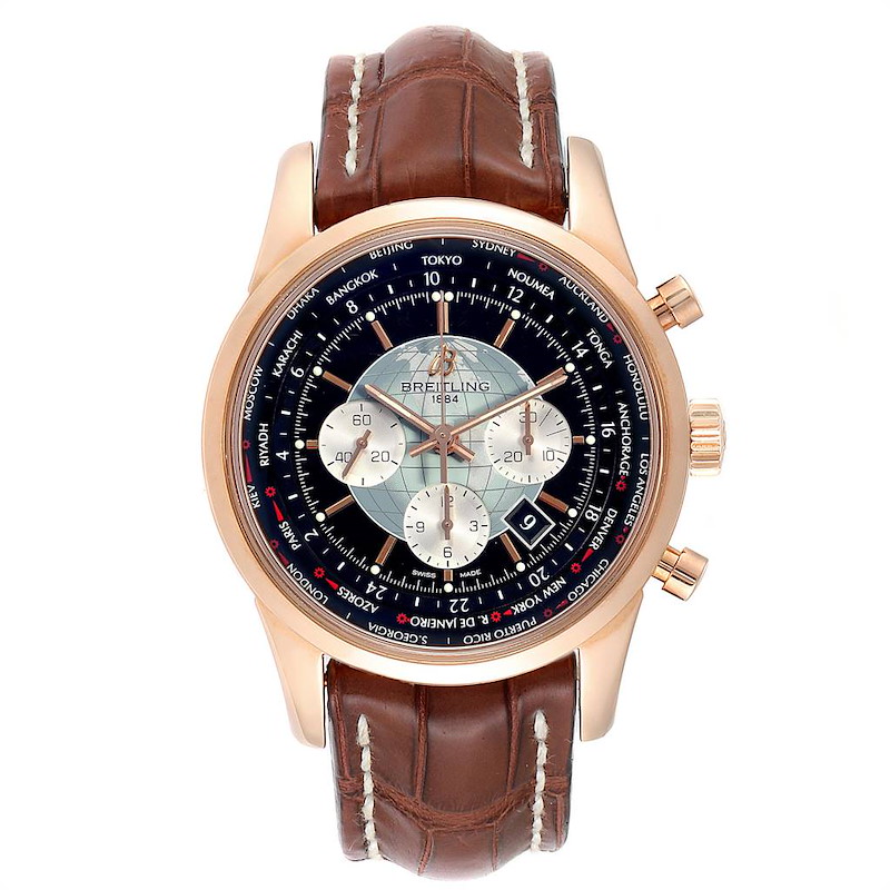 Breitling Transocean Chronograph Unitime Rose Gold Watch RB0510
