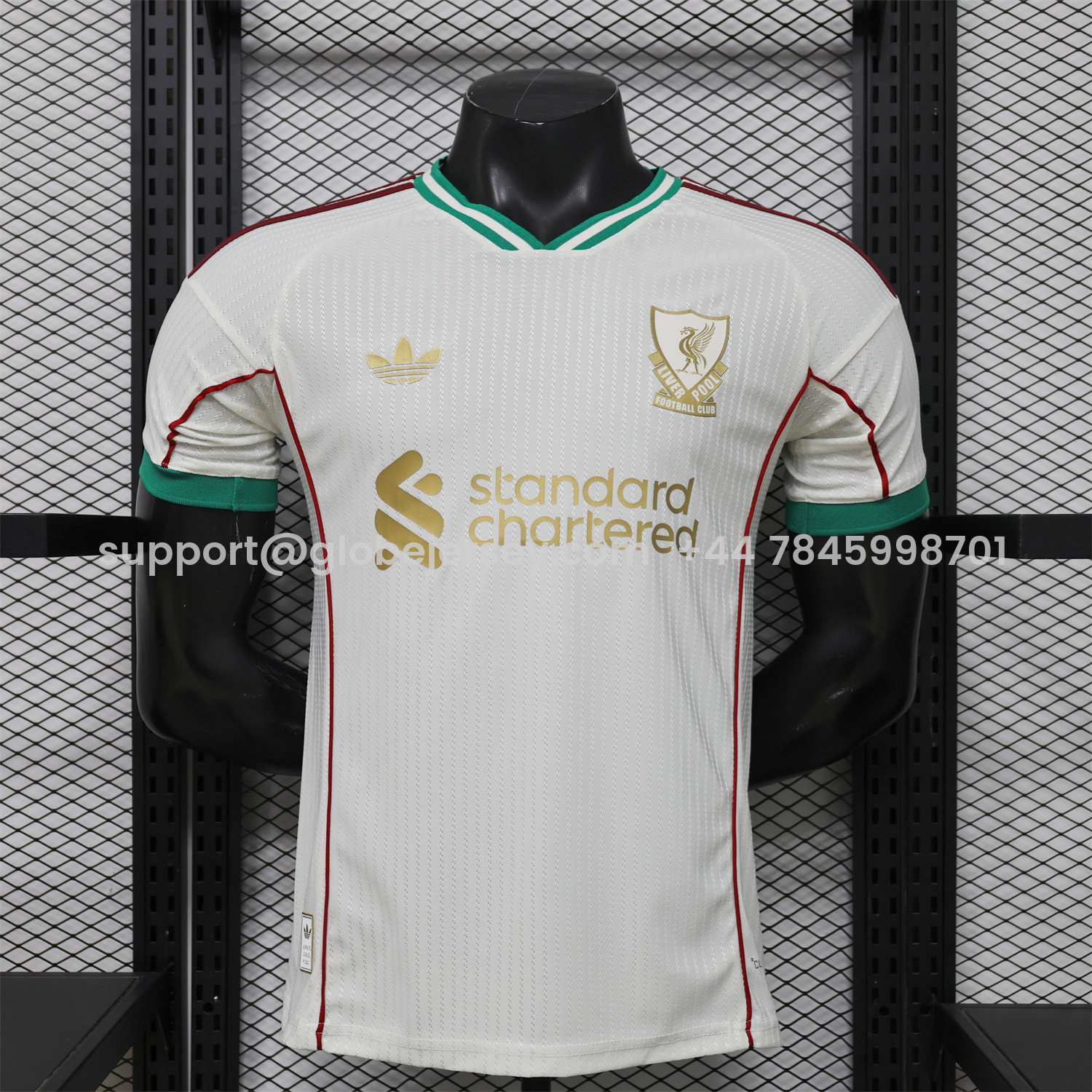 Liver.pool 25-26 Gold Lines Retro Casual Style White Jersey - Player Version