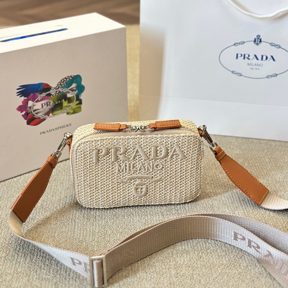 Prada Crochet Prada Brique Bag Natural 20Cm 2Vh173 2M2T F0018 V Nlo
